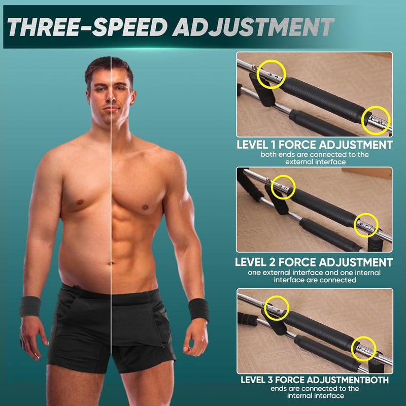 SakerPlus Twister Arm Trainer, Adjustable Spring Chest Expander and Forearm Strengthener, Triceps, Biceps, Shoulder, Back & Thigh Workout bar Equipment, Portable Upper Body Exerciser for Home Fitness - Image 4